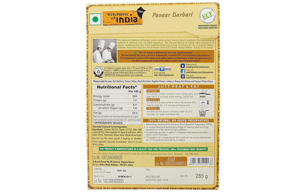 Kitchens Of India Paneer Darbari    Box  285 grams